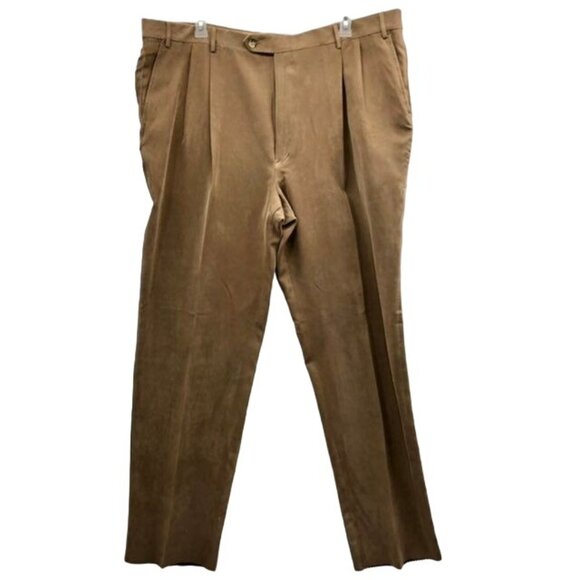 Berle Other - Berle Dress Pants Mens 48 NEW Corduroy Unhemmed Tan Pleated